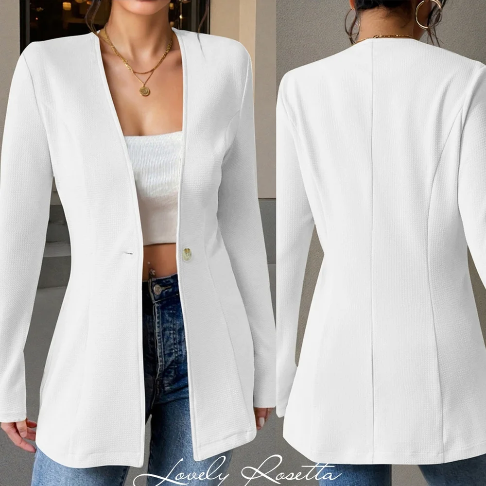 Ivory Women's One Button Blazer - Picture 2 of 5